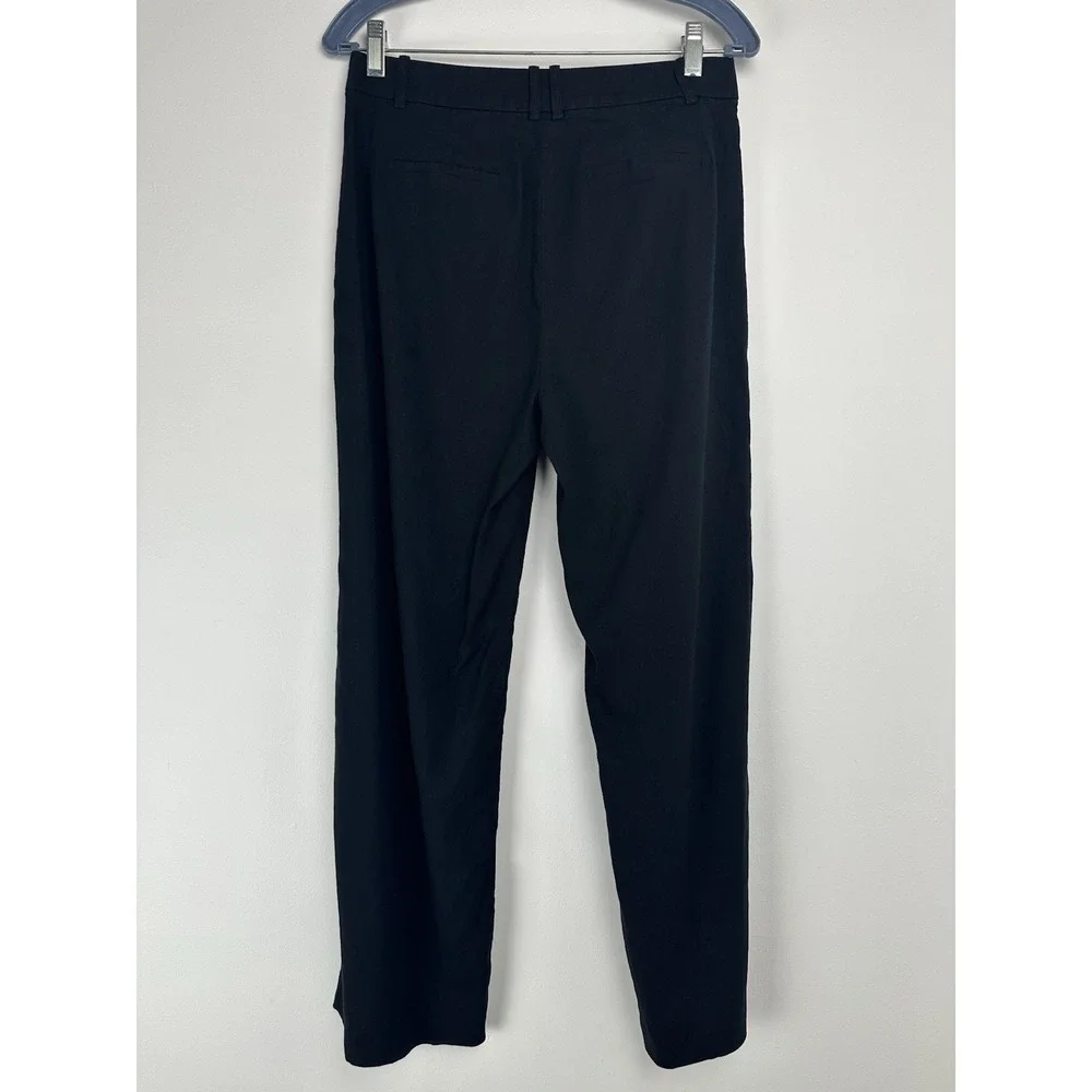 J Crew Women's Linen Blend Pants Size 2 Black Pleated Trouser Old Money Coastal